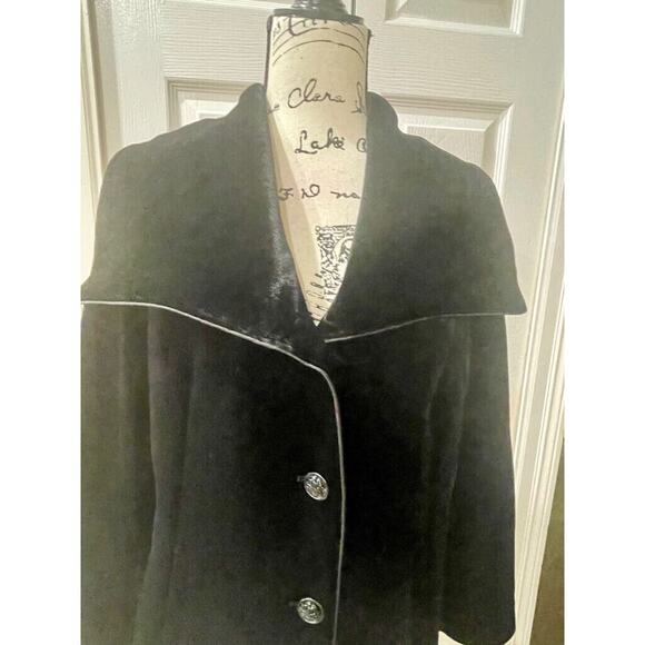 LAUNDRY BY SHELLI SEGAL COAT BLAZER BLACK VELVET SZ L SOPHISTICATED CHIC TRENDY - Picture 15 of 15